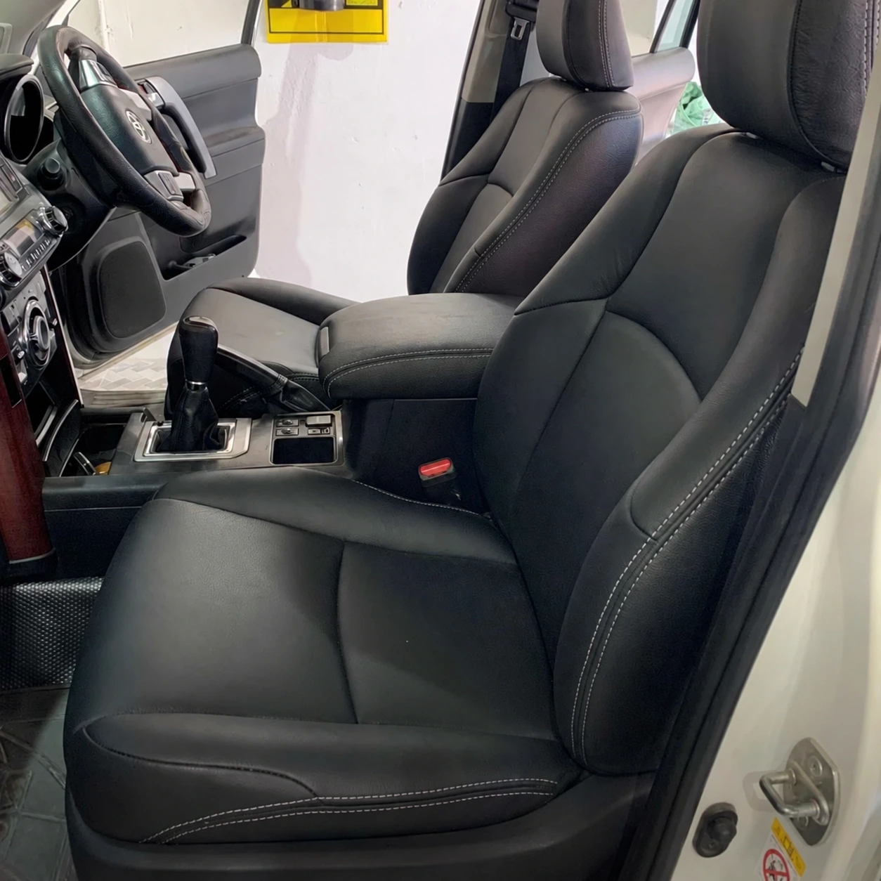 Black front seats in a Land Cruiser