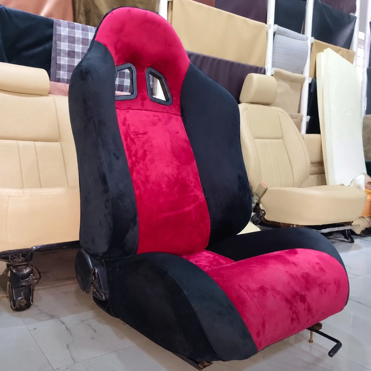 Red and black sports bucket seat