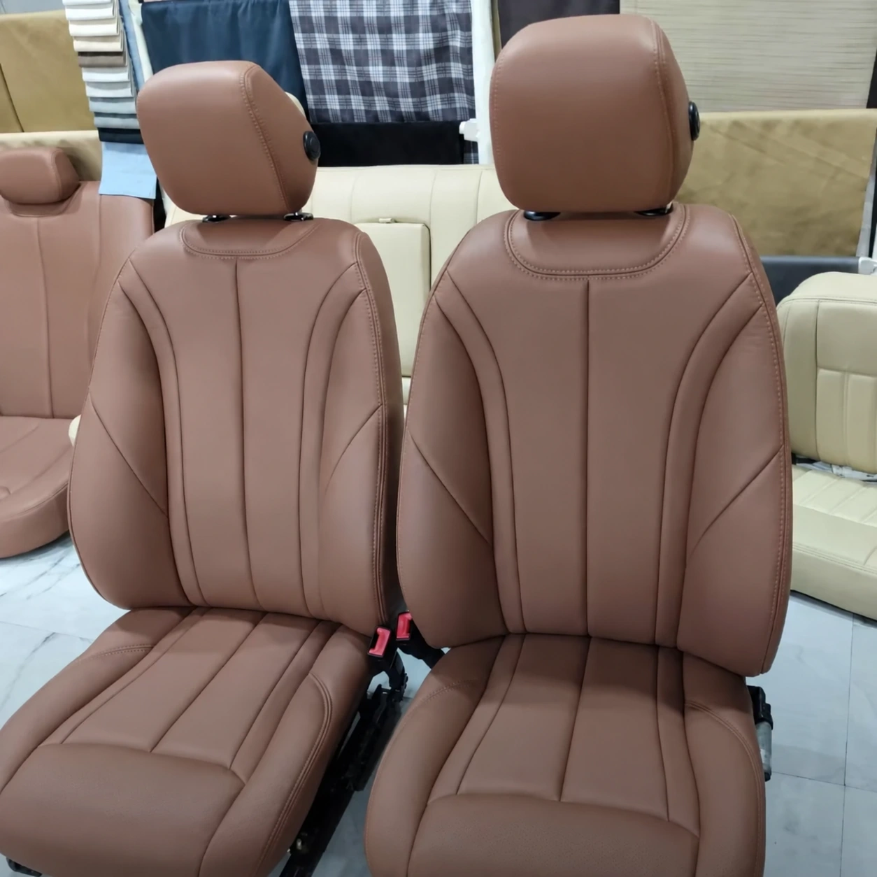 Tan BMW seat upholstery